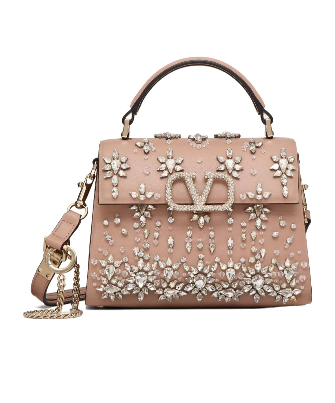 Valentino Vlogo Tote Bag In Crystal/rose