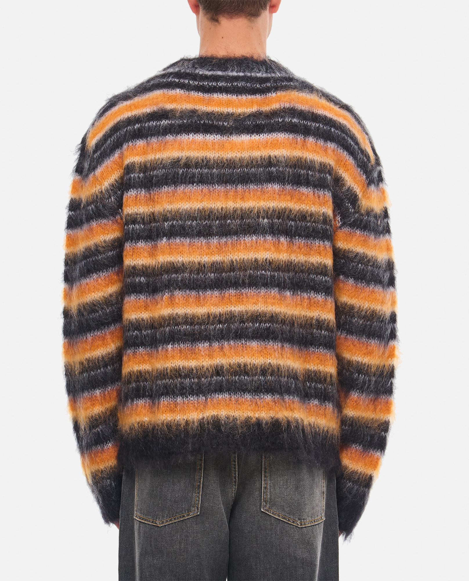 Shop Marni Striped Sweater In Black