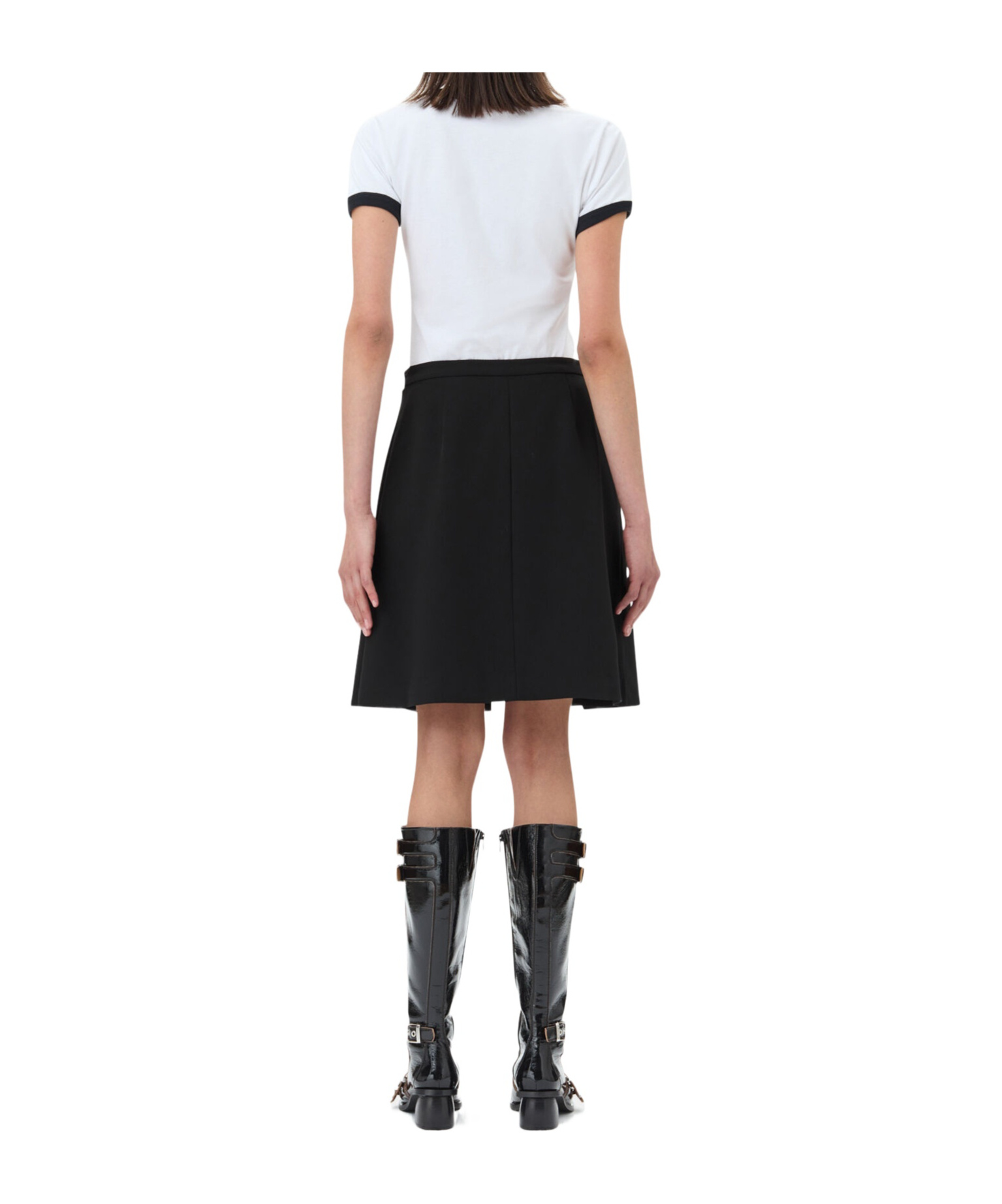 Shop Ganni Black Light Twill Suiting Skirt