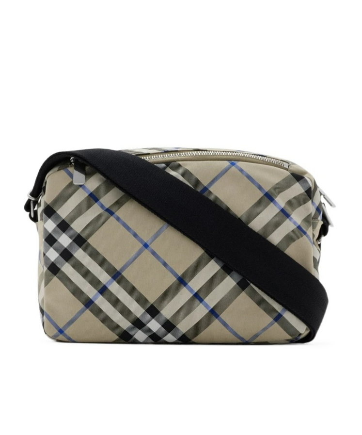 Burberry Check Messenger Bag In Nude