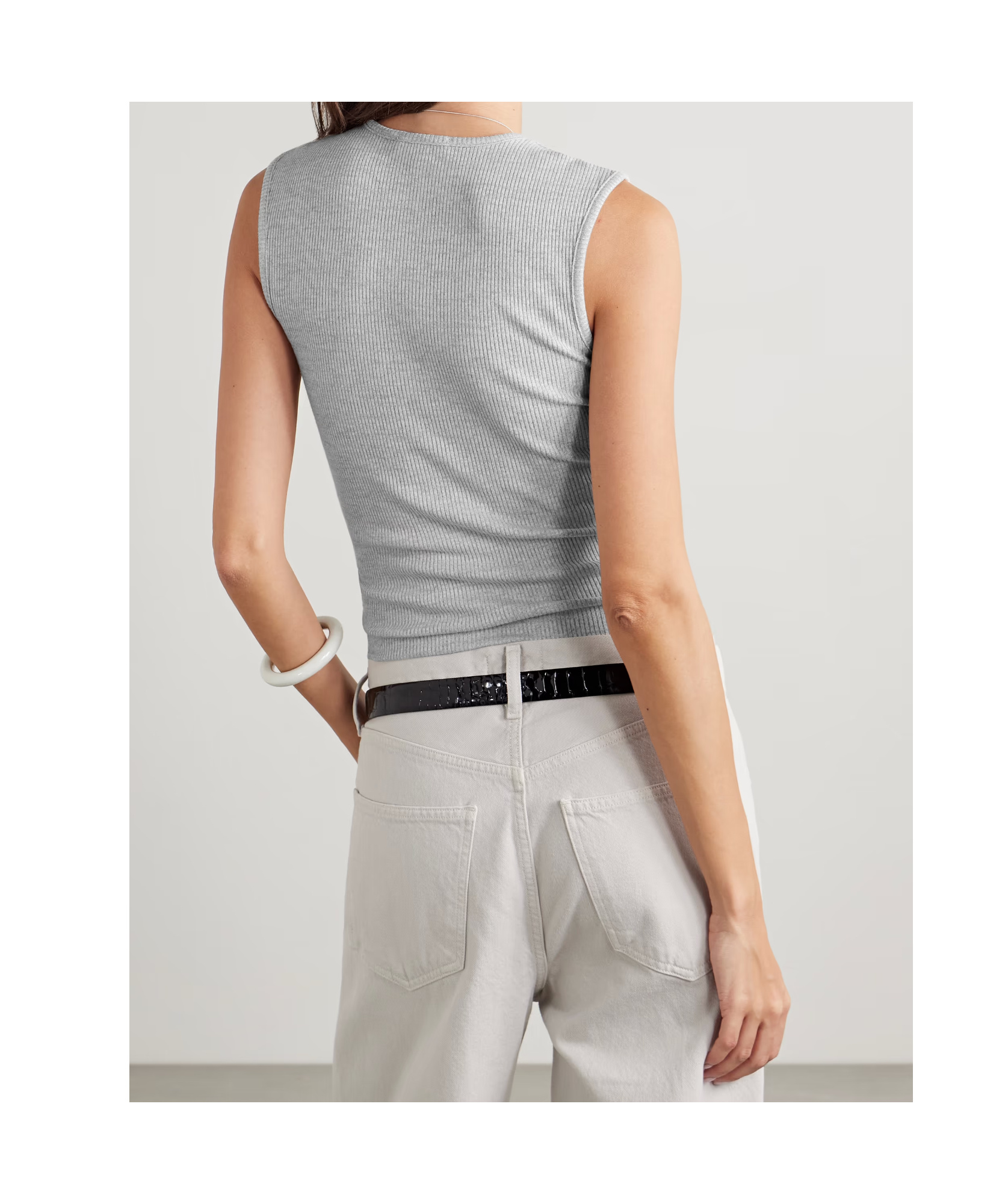 Agolde Binx Ribbed Jersey Tank In Gray