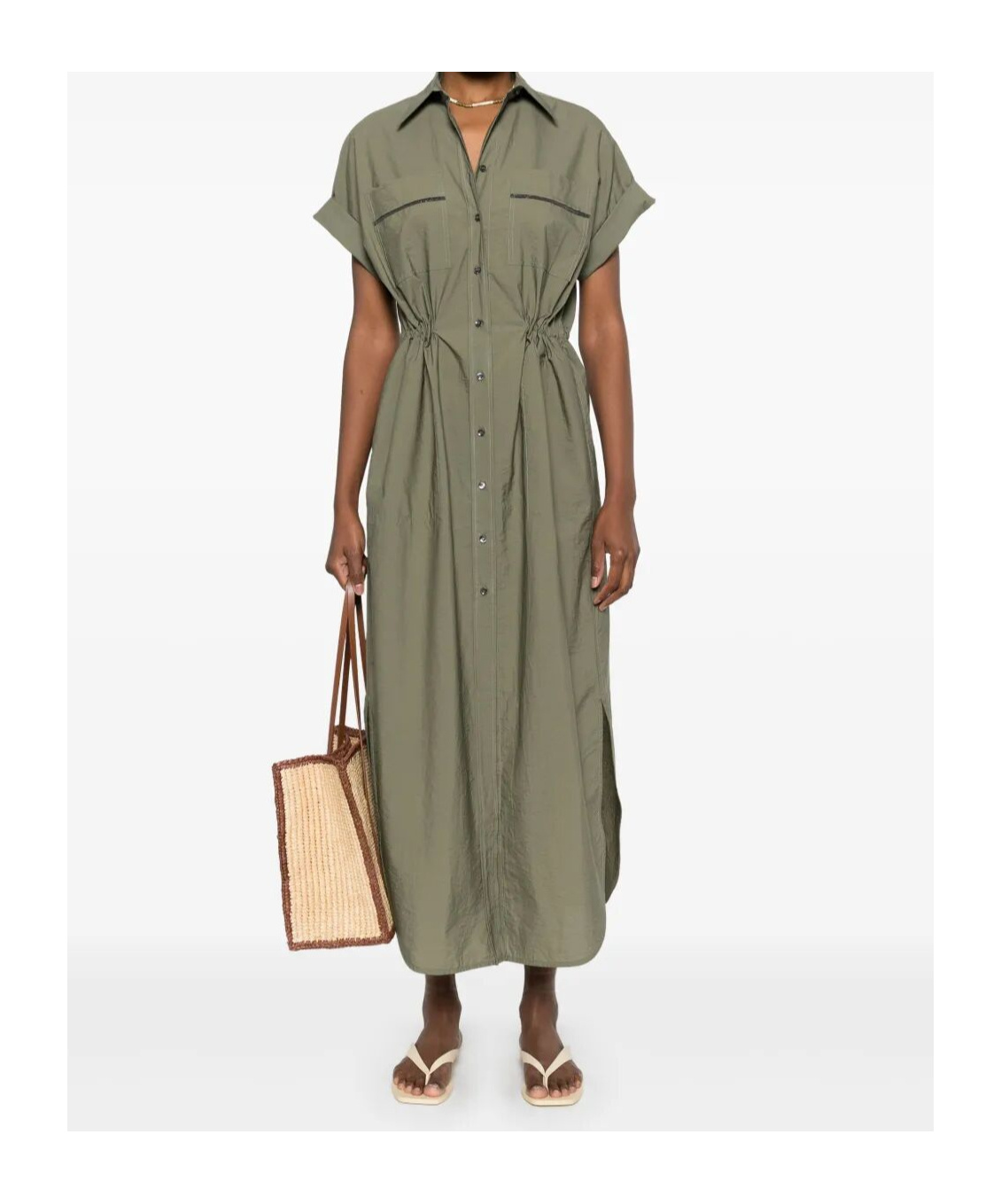 Brunello Cucinelli A-line Midi Dress In Gray