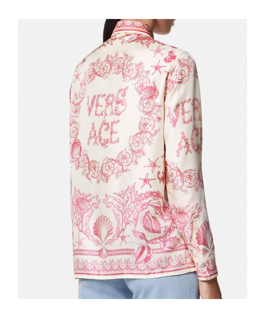 Versace Graphic Print Long Sleeves Top In Pink
