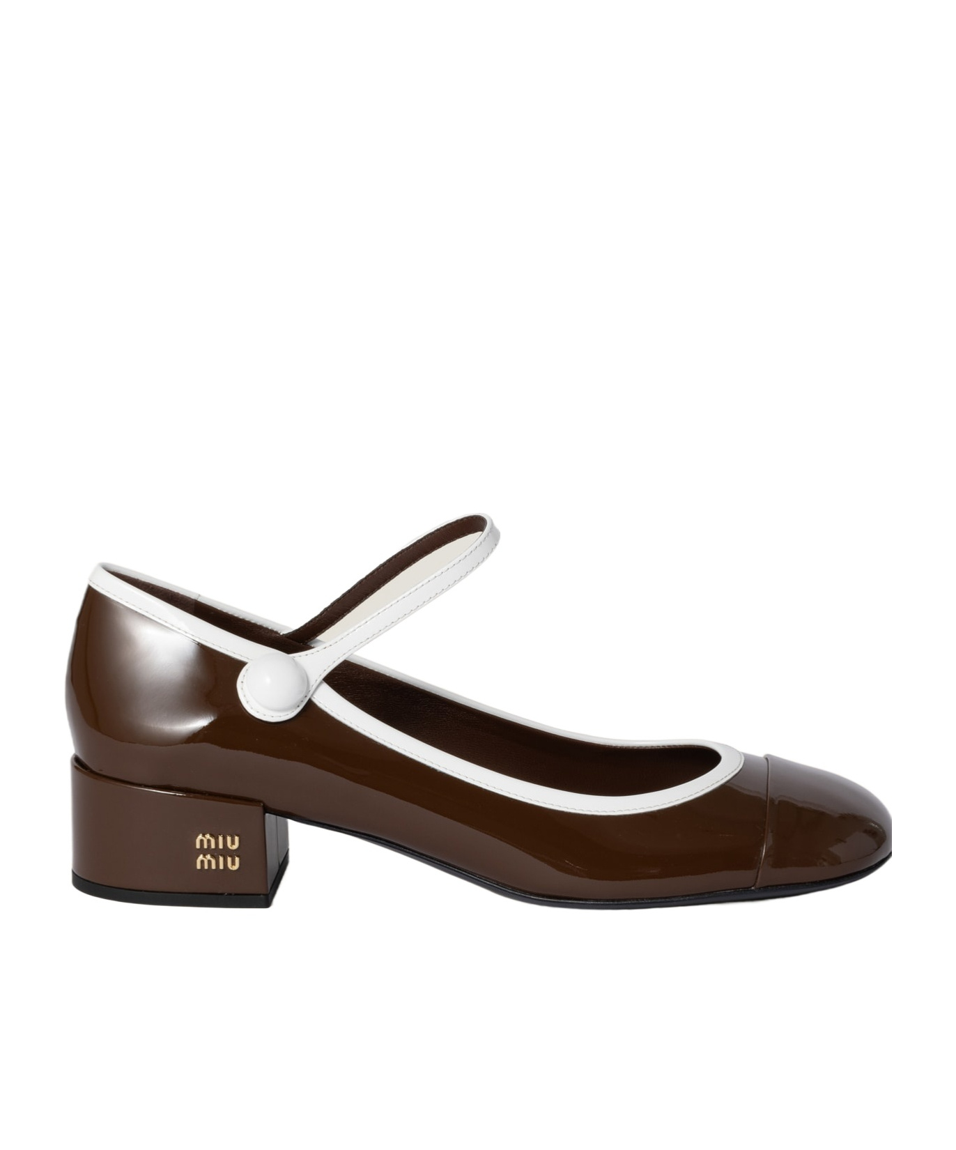 Shop Miu Miu Two-tone Patent Leather Mary Jane Pumps In Red Sandalwood/white
