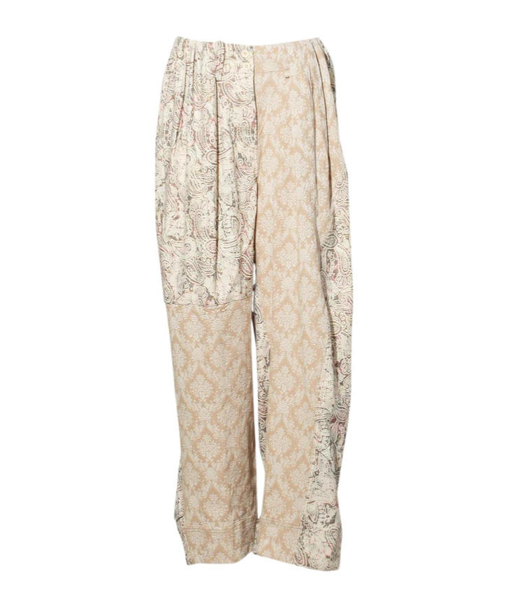 Open Yy Paisley Pleated Trousers In Neutral