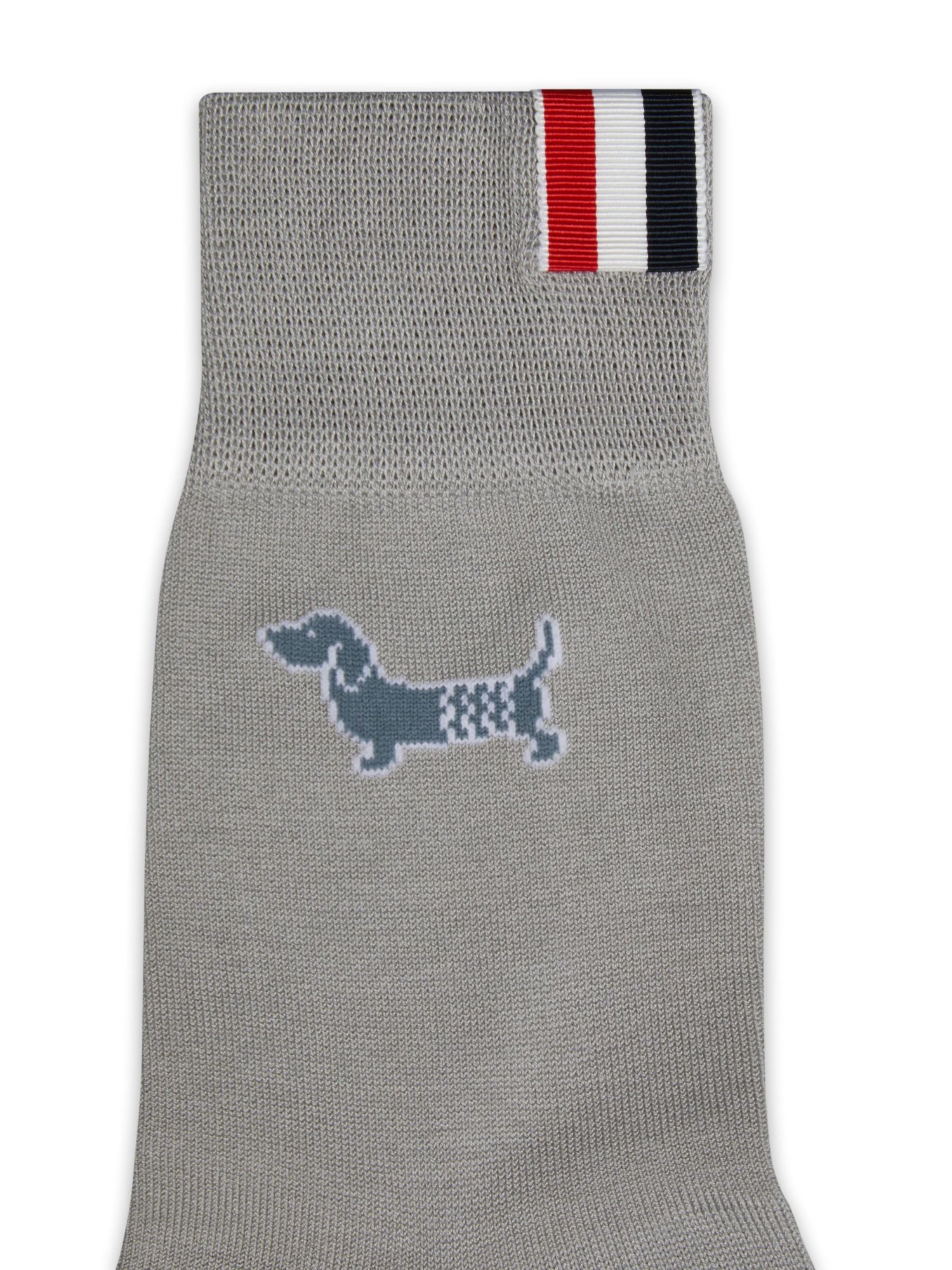 Thom Browne Jacquard Hector Dog Motif Mid-calf Socks In Gray