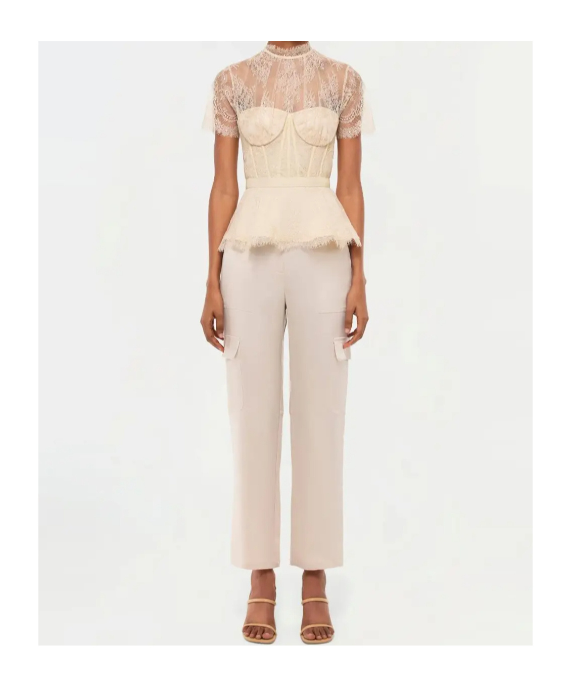 Simkhai Lace Short-sleeved Blouse In Brown