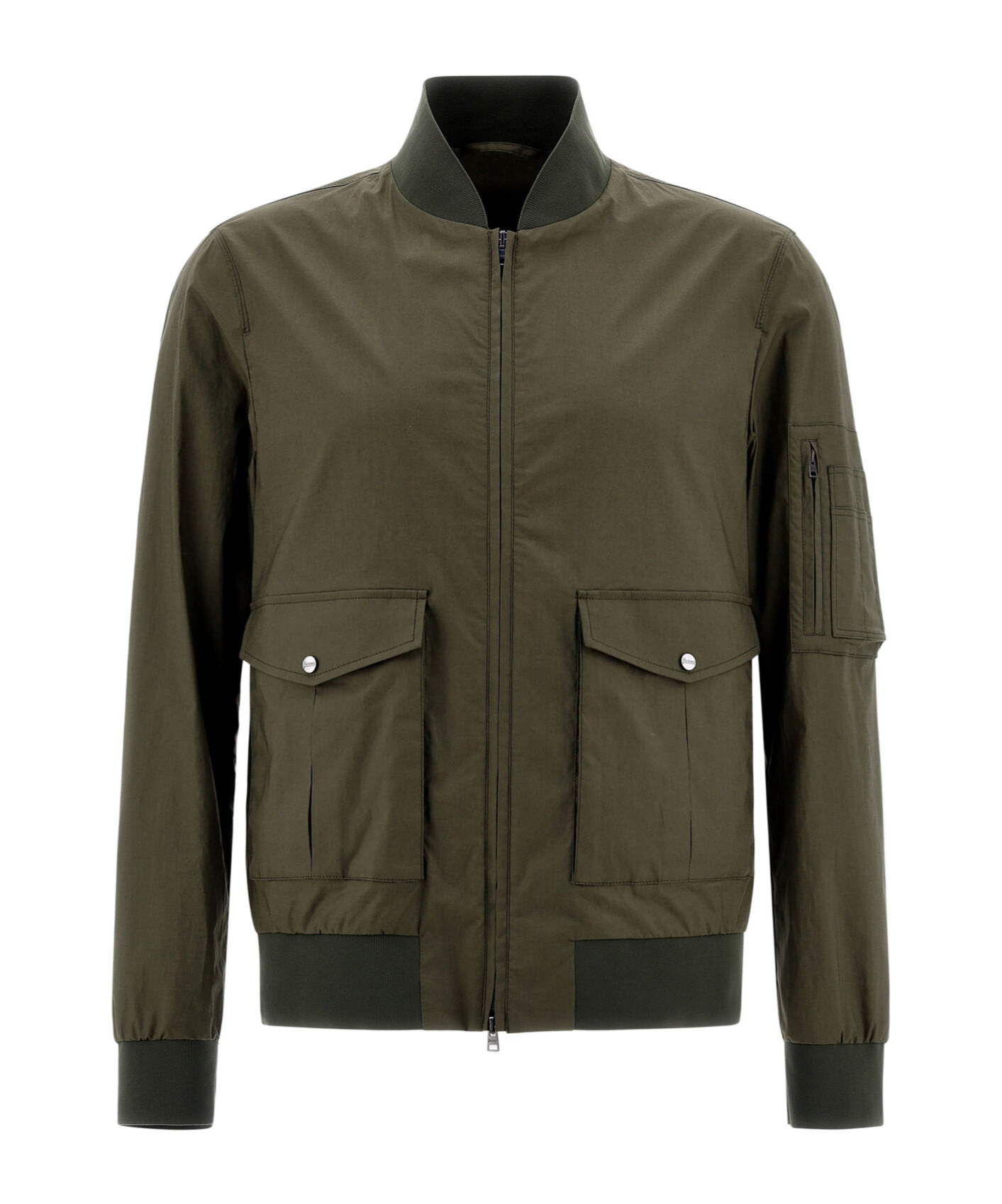 Herno Bomber Jacket In Light Cotton Stretch In Brown