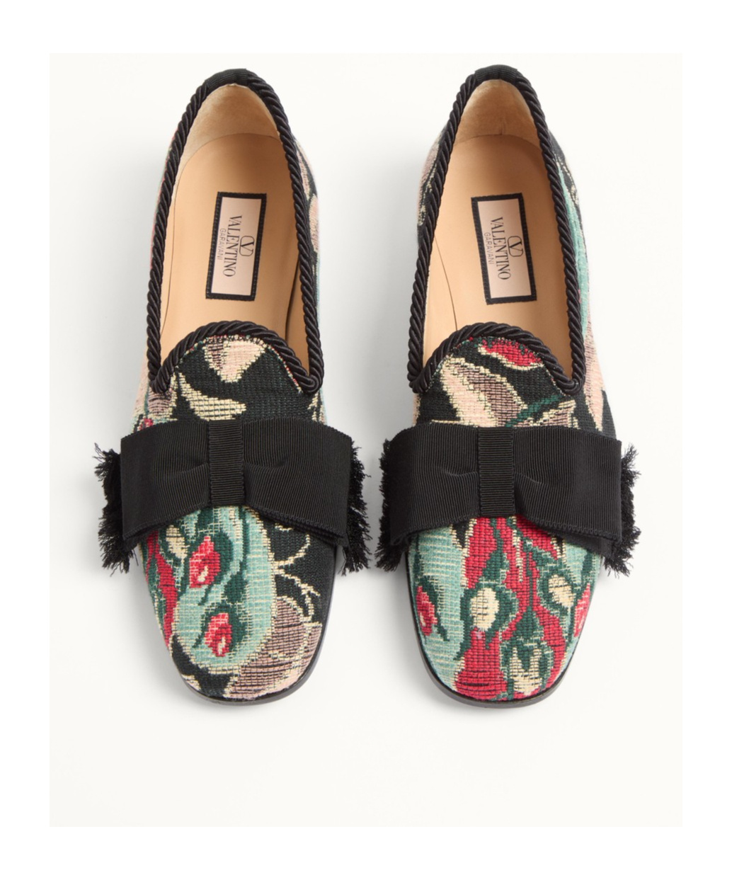 Valentino Garavani Bowow Loafer In Jacquard Fabric In Black