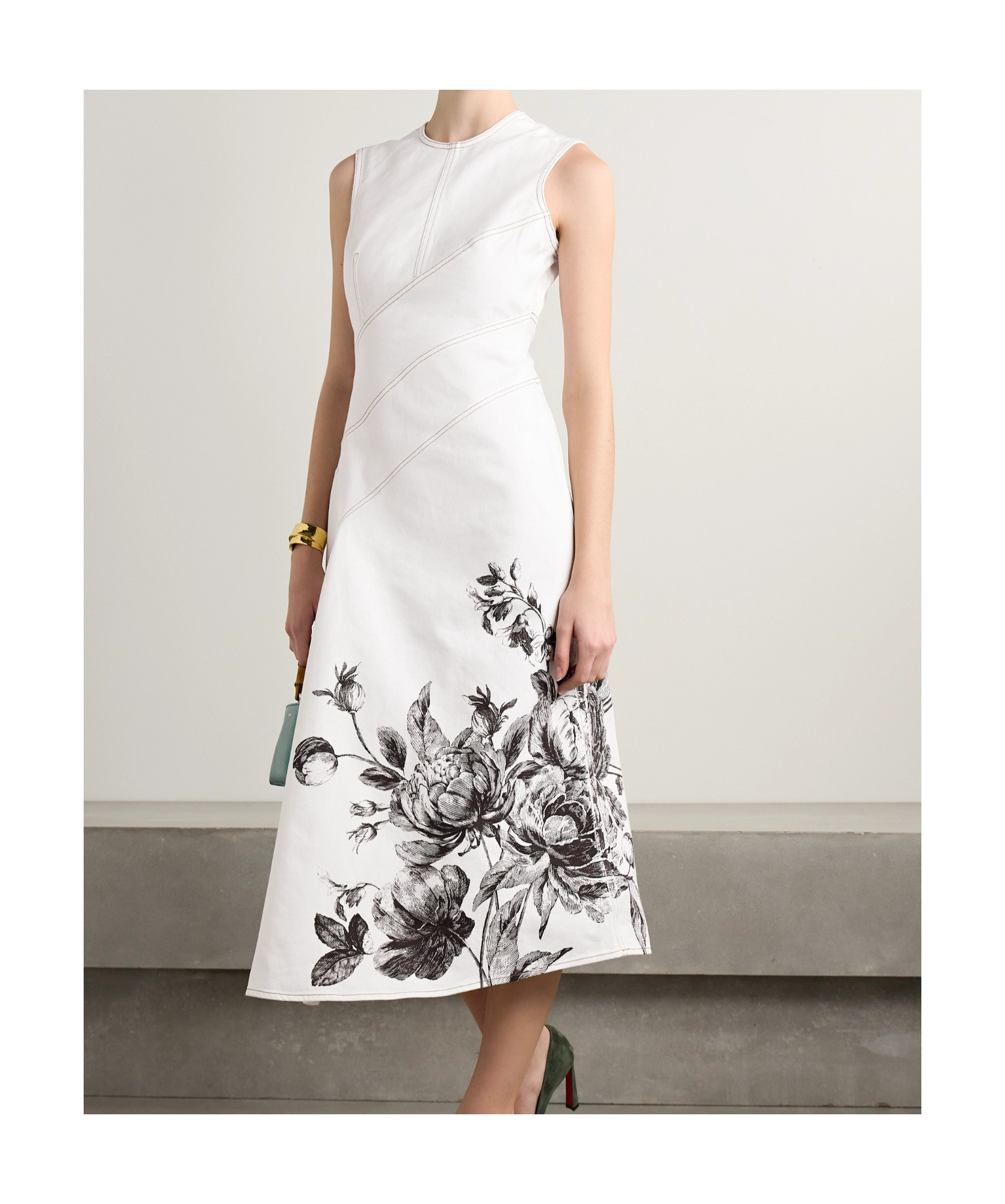 Erdem Floral Print Midi Dress In White