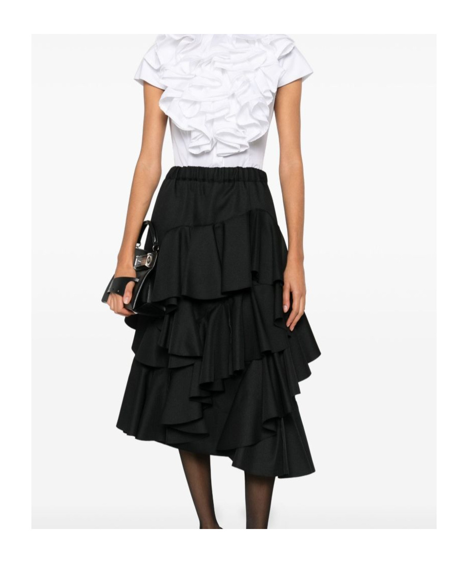 Comme Des Garçons Elastic Waist Midi Skirt In Black
