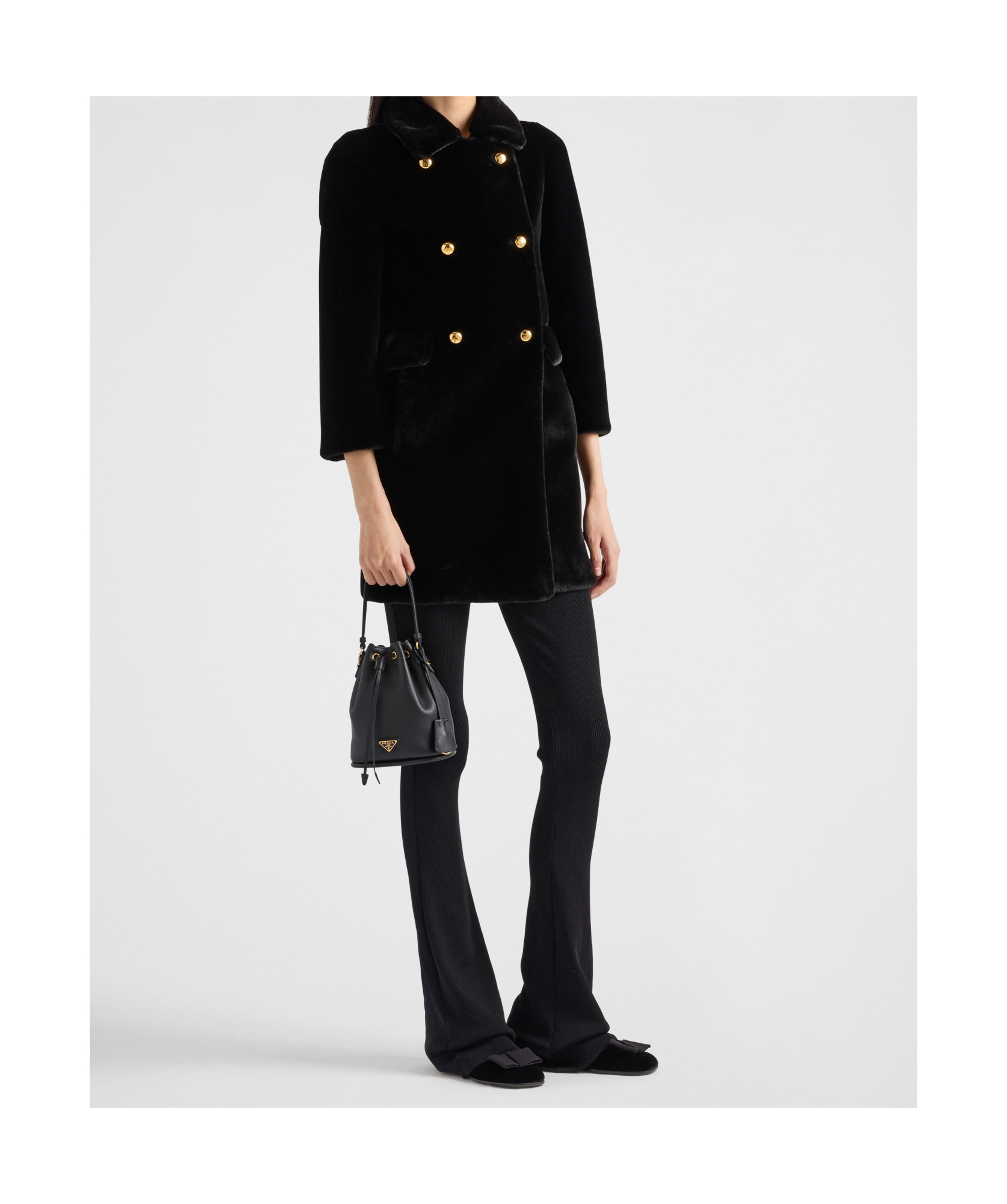 Prada Aspen Double-breasted Coat In Black