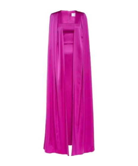 Alex Perry Caped Satin Gown In Pink
