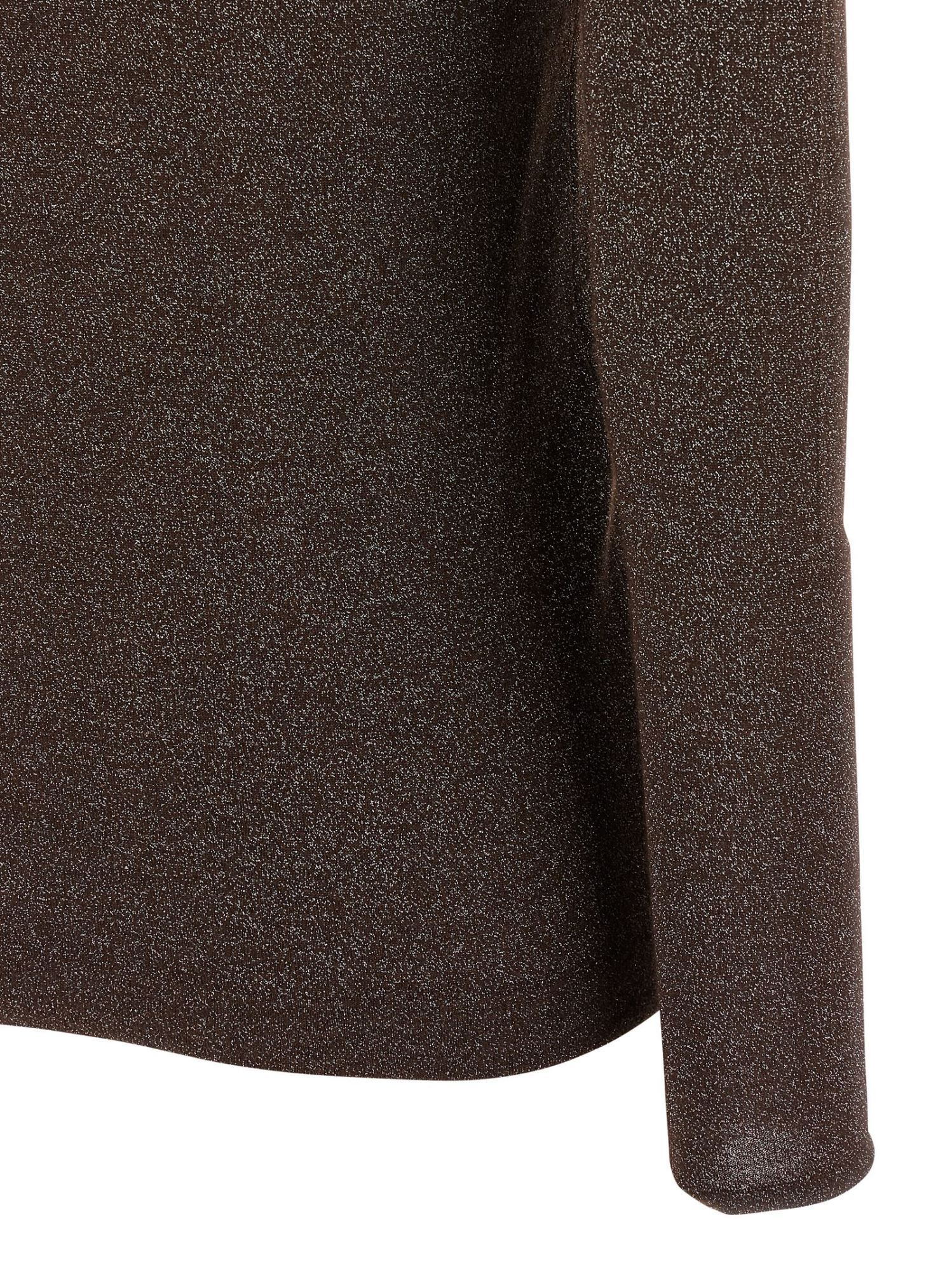 Brunello Cucinelli Shimmering Metallic Knit Top With Long Sleeves In Brown