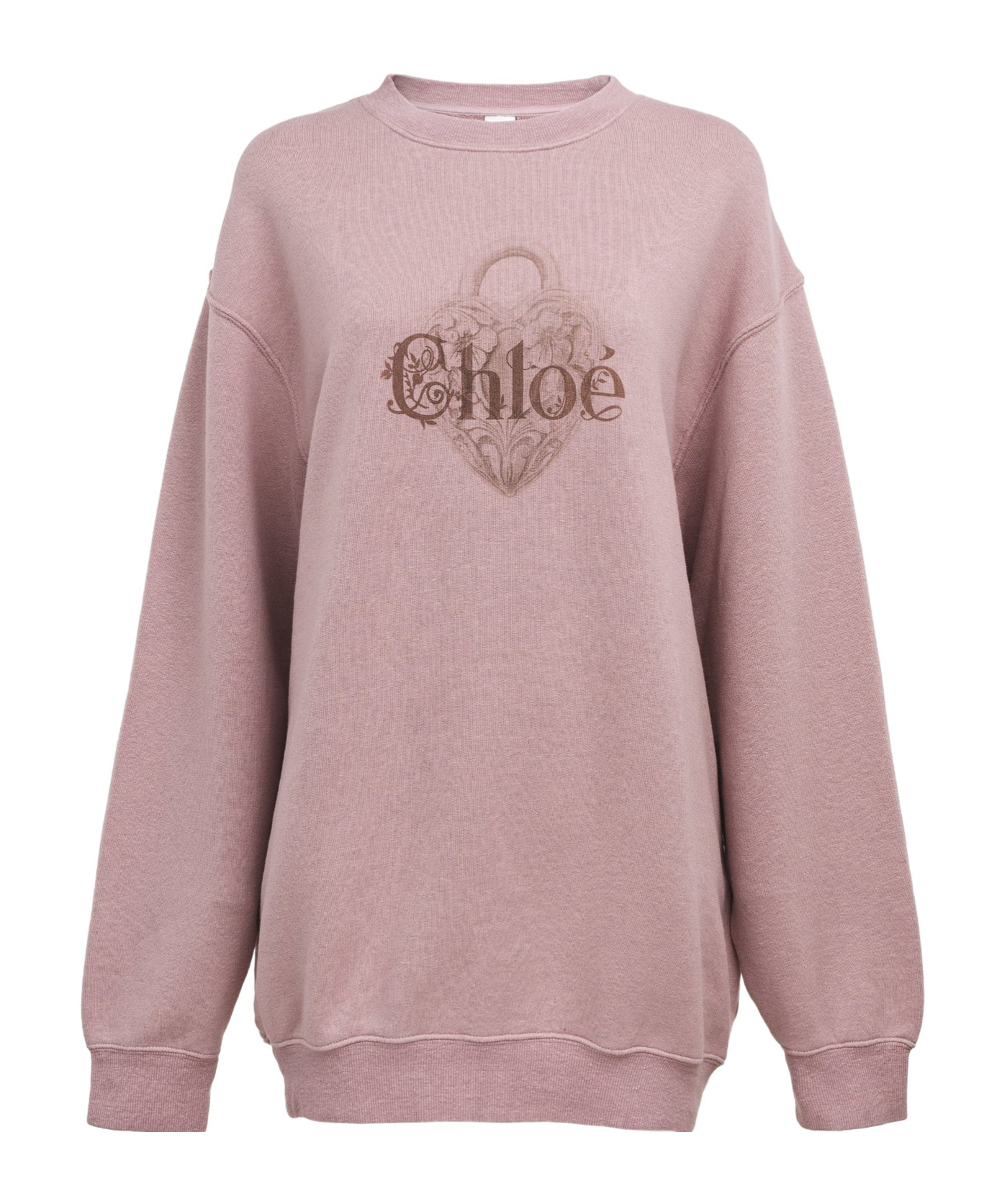 Chloé Oversized Logo Sweater In Chiné Fleece In Pink