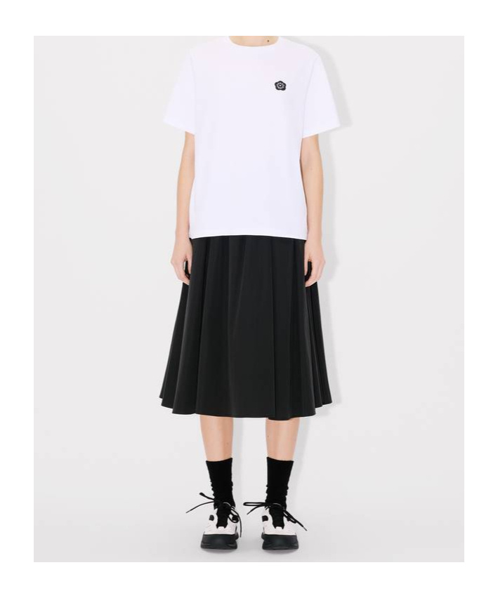 Kenzo Poplin Shirt With Cropped Length And Short Sleeves In White