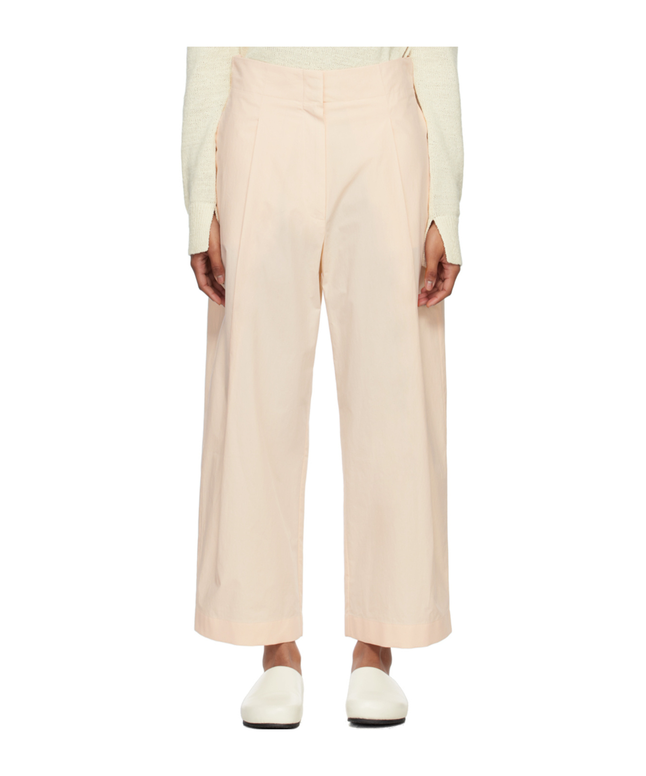 Studio Nicholson Pleat-detail Wide-leg Trousers In Nude