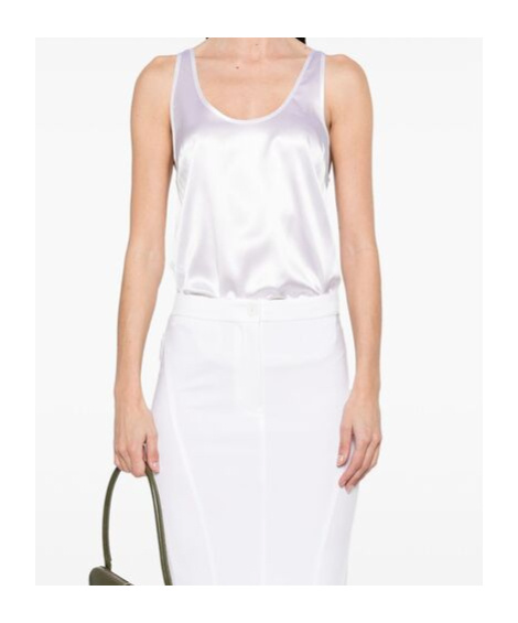 Shop Pinko Satin Tank Top In White