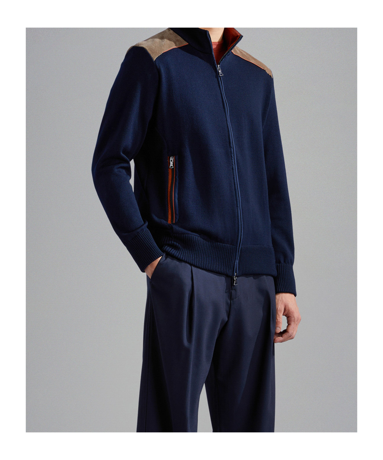 Paul & Shark High Collar Zipped Cardigan In Black