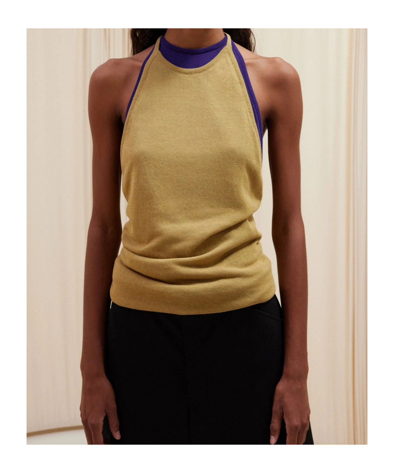 Lemaire Backless Knitted Neck Vest In Nude