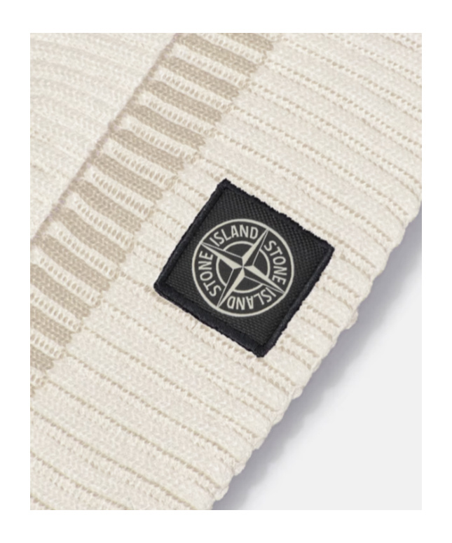 Stone Island Logo Patch Wool Hat In White