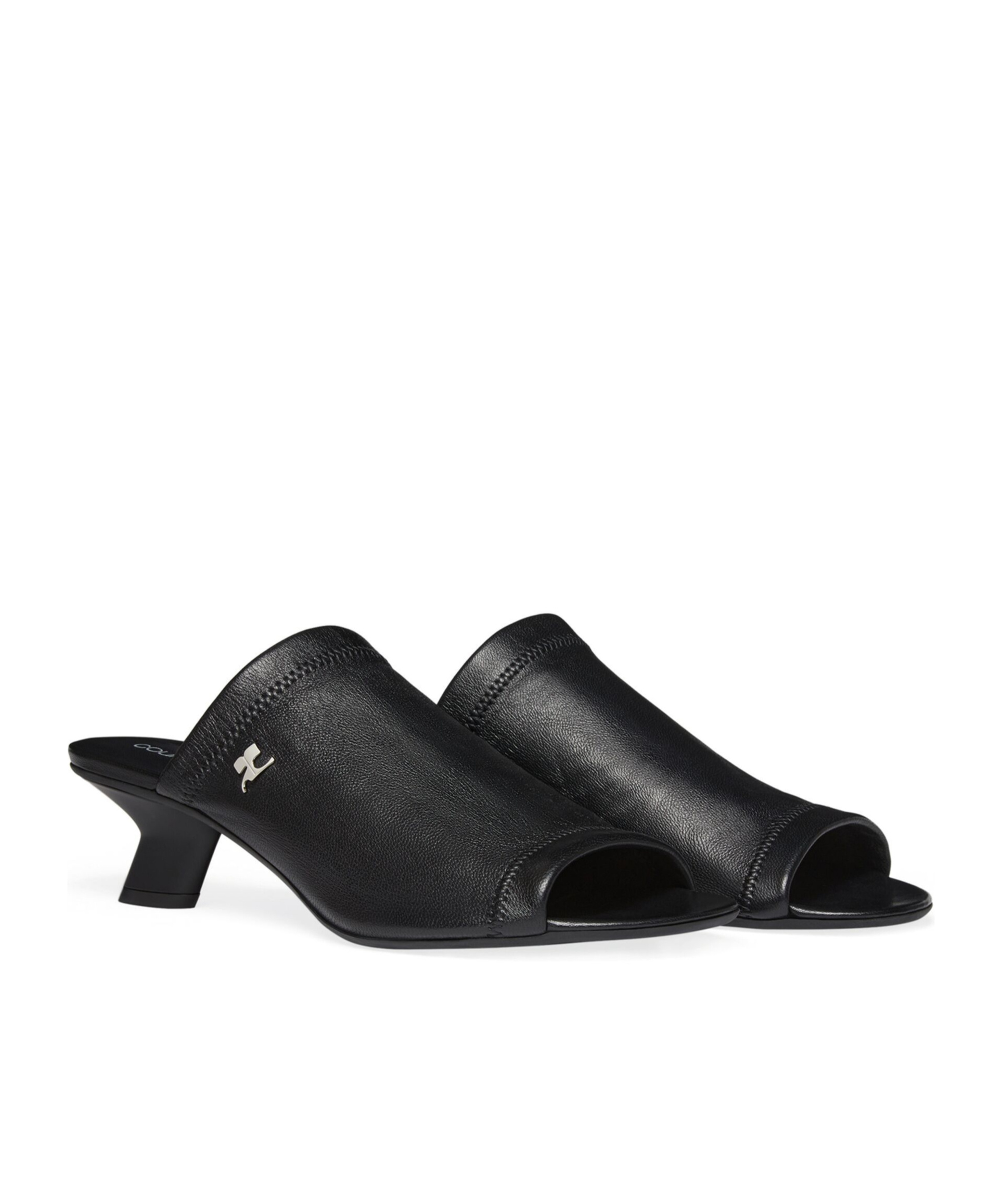Shop Courrèges Wet Stretch Mules In Black