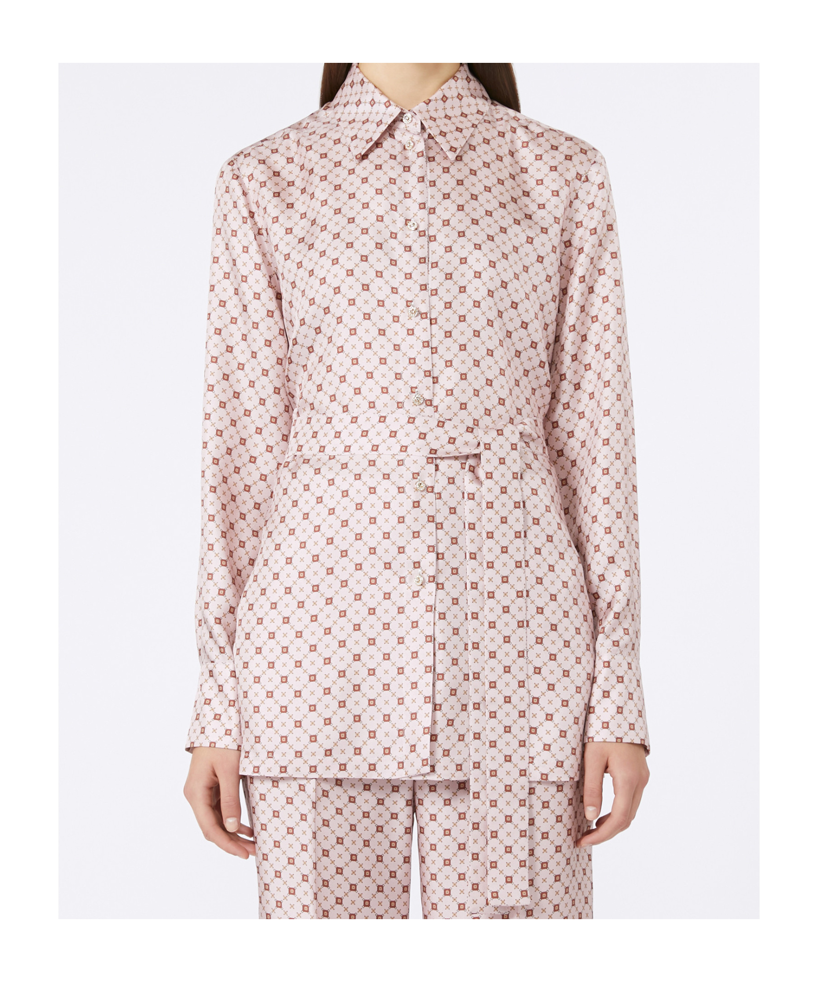 Max Mara Printed Silk Shirt In Pink