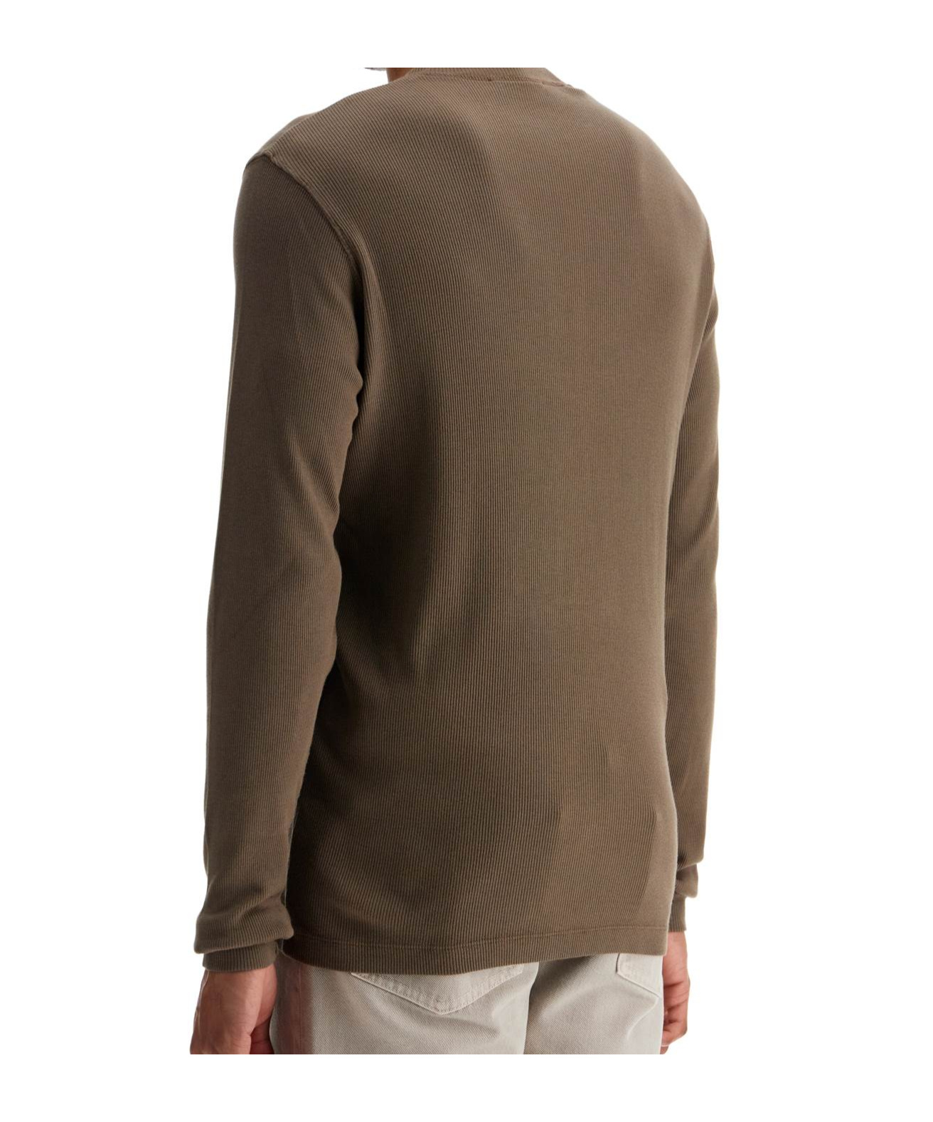 Shop Tom Ford Fine-ribbed Logo Embroidered T-shirt In Green