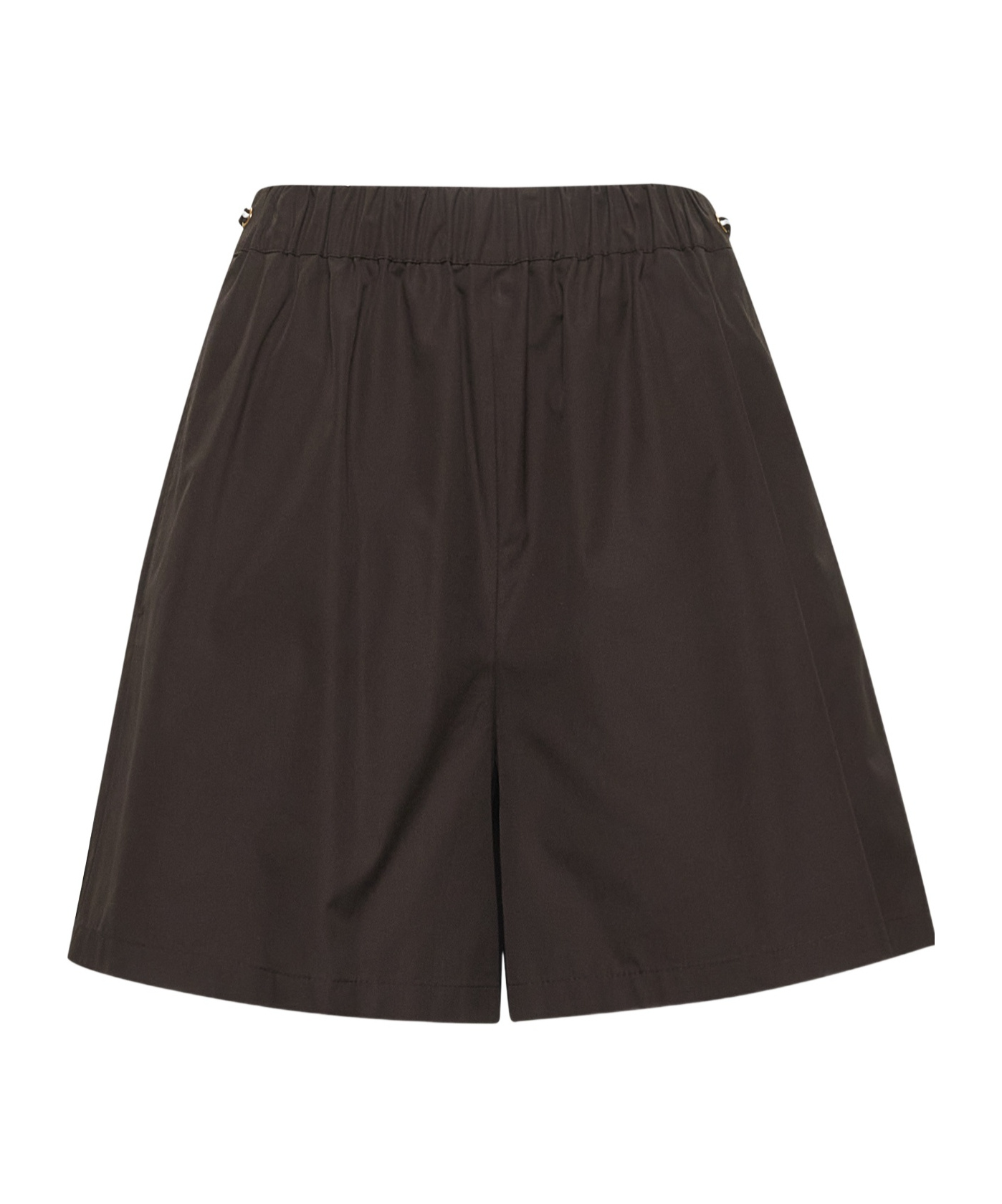 Max Mara Brown Cotton Shorts With Relaxed Fit In Black