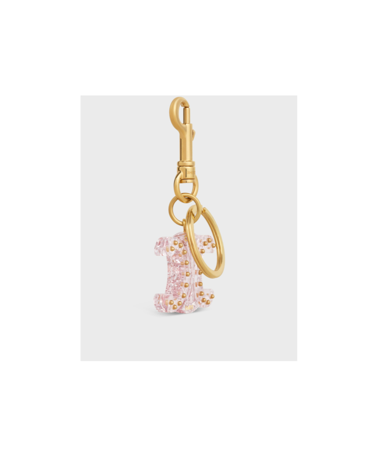 Shop Celine Triomphe Keyring Charm In Plexiglass In Nude