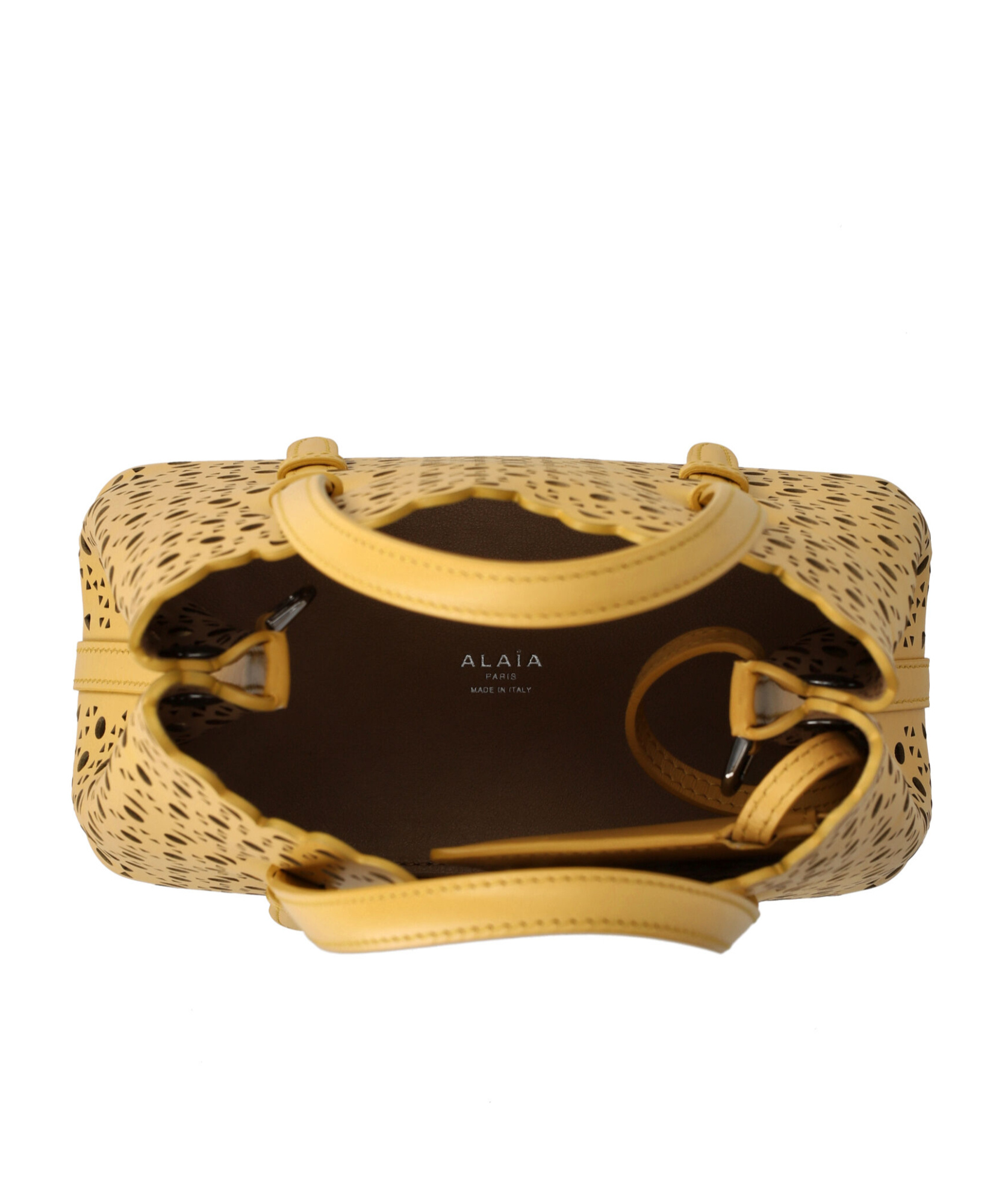 Alaïa Mini Mina Leather Tote Bag In Yellow