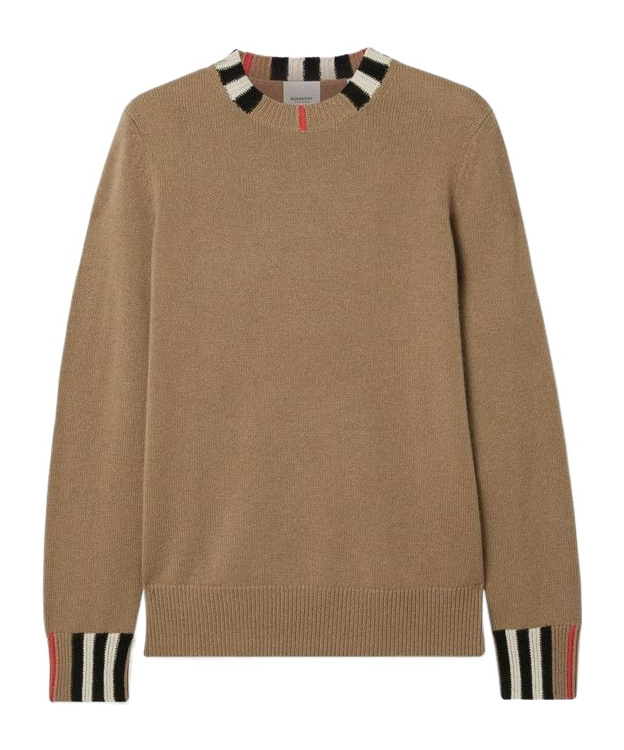 Burberry Rib Round-neck Sweater In Brown