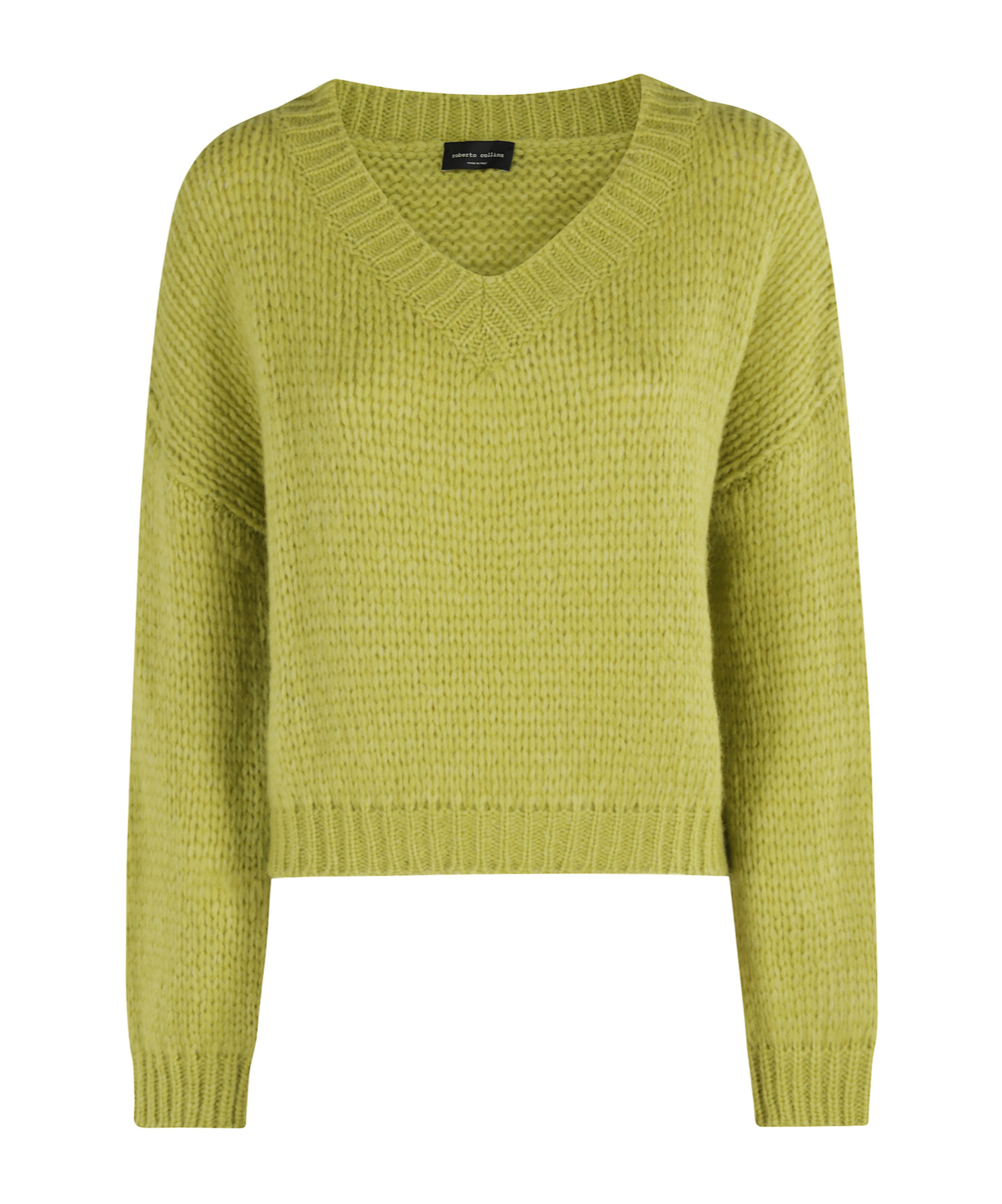 Roberto Collina Relaxed Fit V-neck Alpaca Blend Sweater In Green