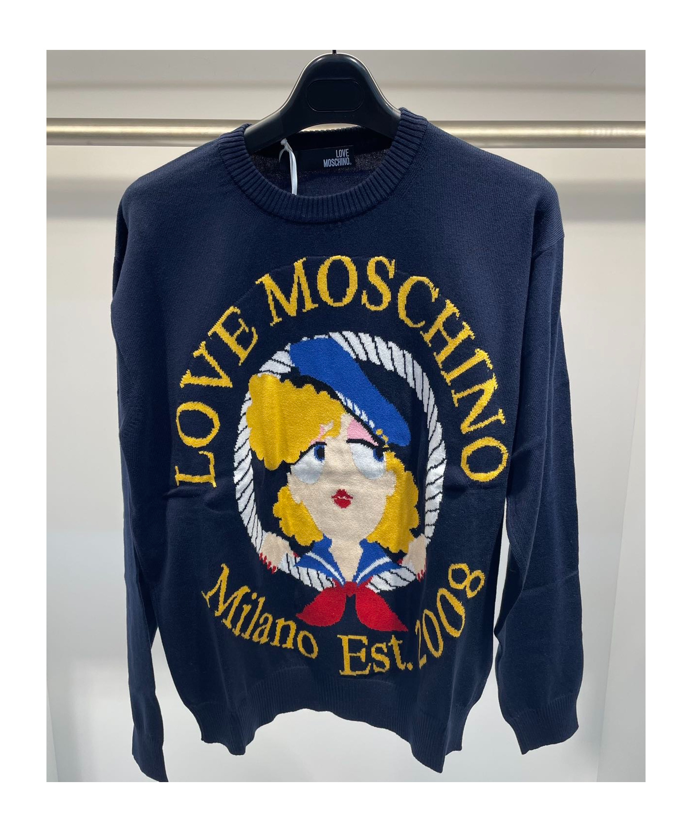 Moschino Logo Knitted Sweater In Black