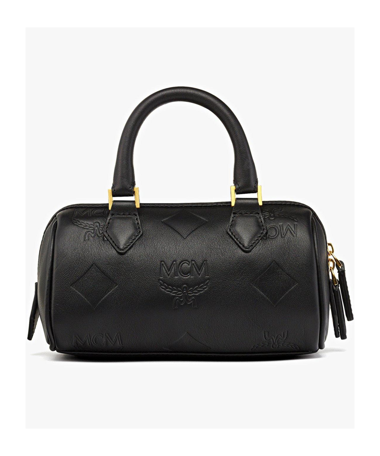 Mcm Small Ella Boston Leather Satchel In Black