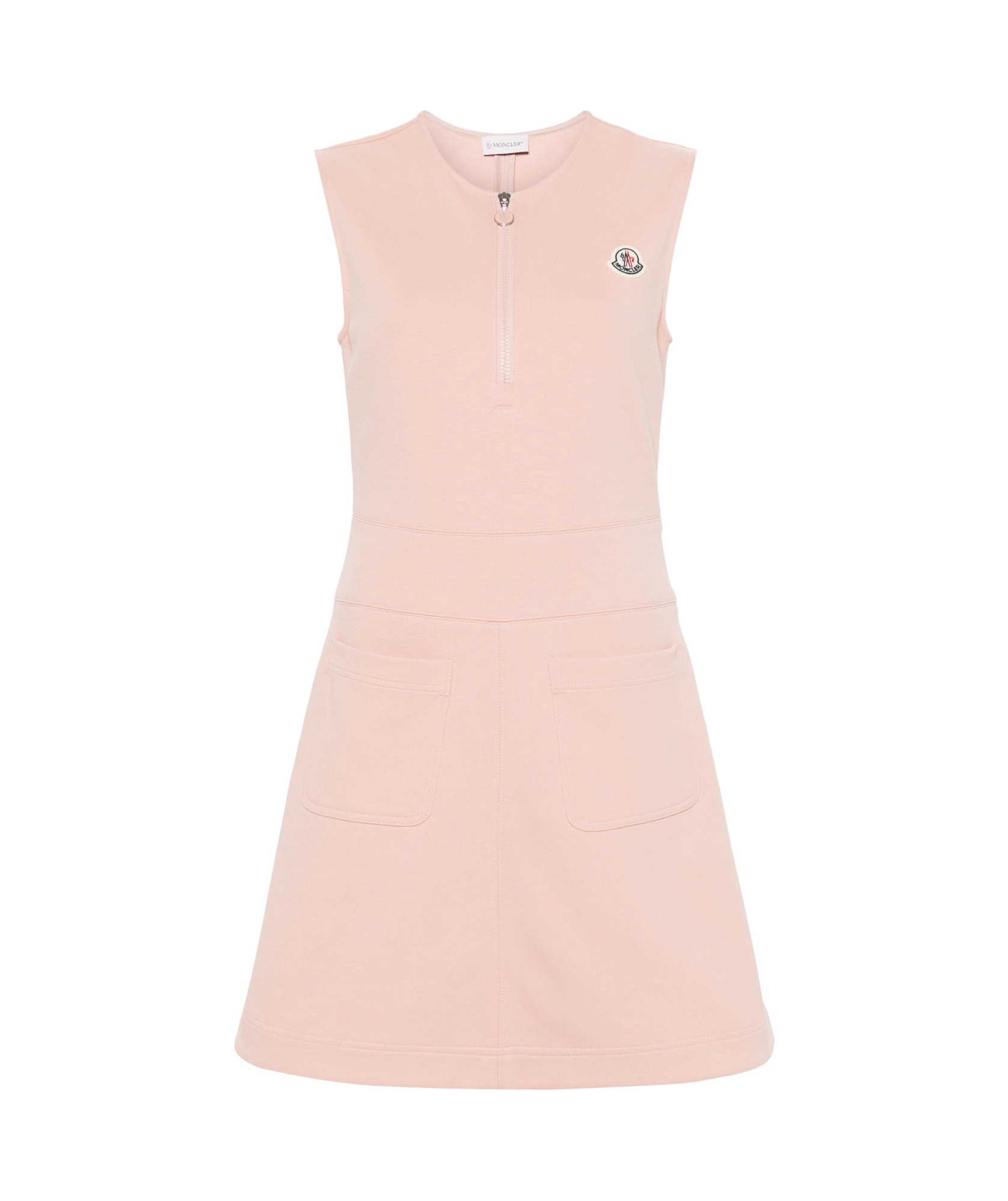 Moncler Floral-jacquard Cotton-twill Mini Dress In Nude