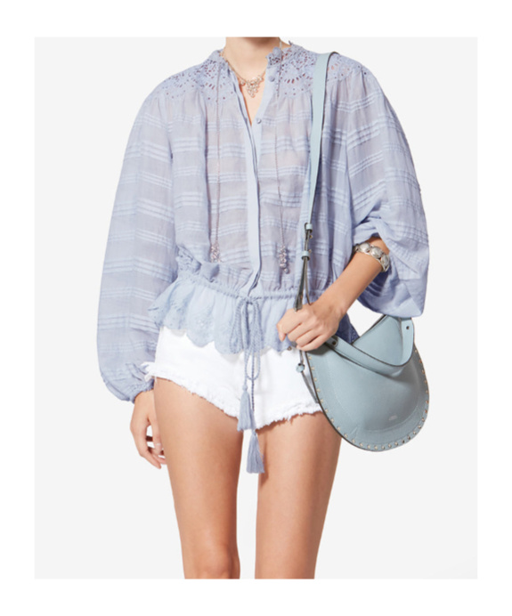 Isabel Marant Polly Embroidery Blouse In Blue
