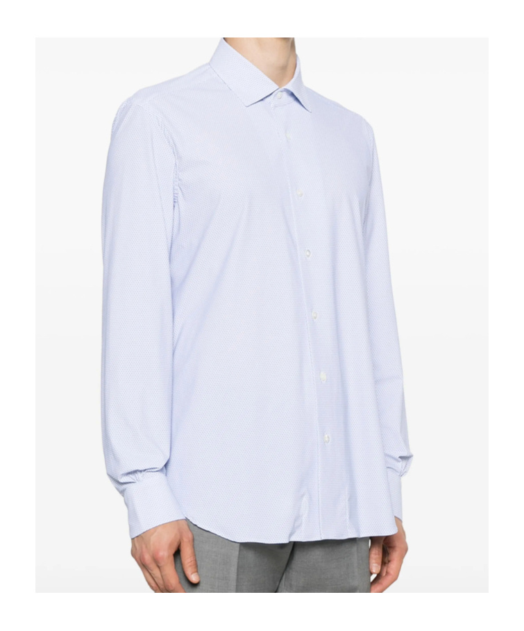 Mazzarelli Lapel Long Sleeve Shirt In White