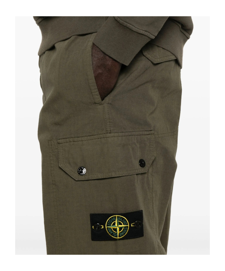 Stone Island Cargo-pocket Cotton Trousers In Green
