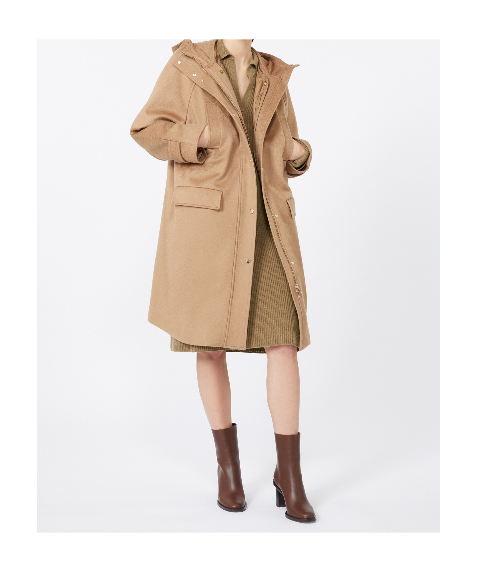Max Mara Wool And Cashmere Soft Dress In Brown
