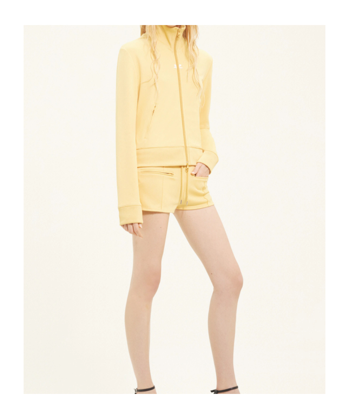 Shop Courrèges Interlock Logo-embroidered Zip-up Sweatshirt In Nude