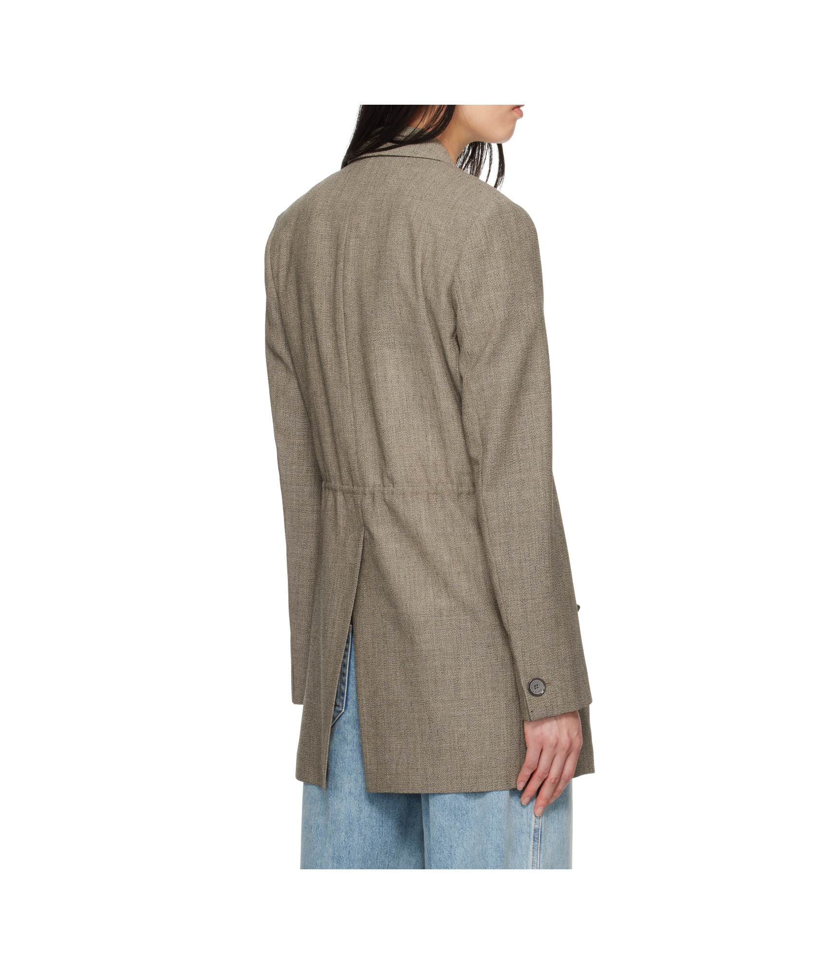 Lanvin Belted Wool Blazer In Green