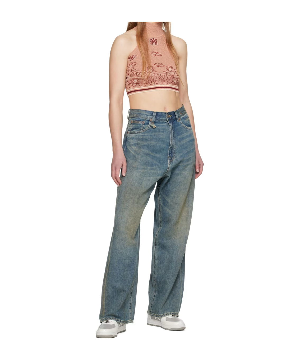 Amiri Pink Bandana Tank Top In Nude