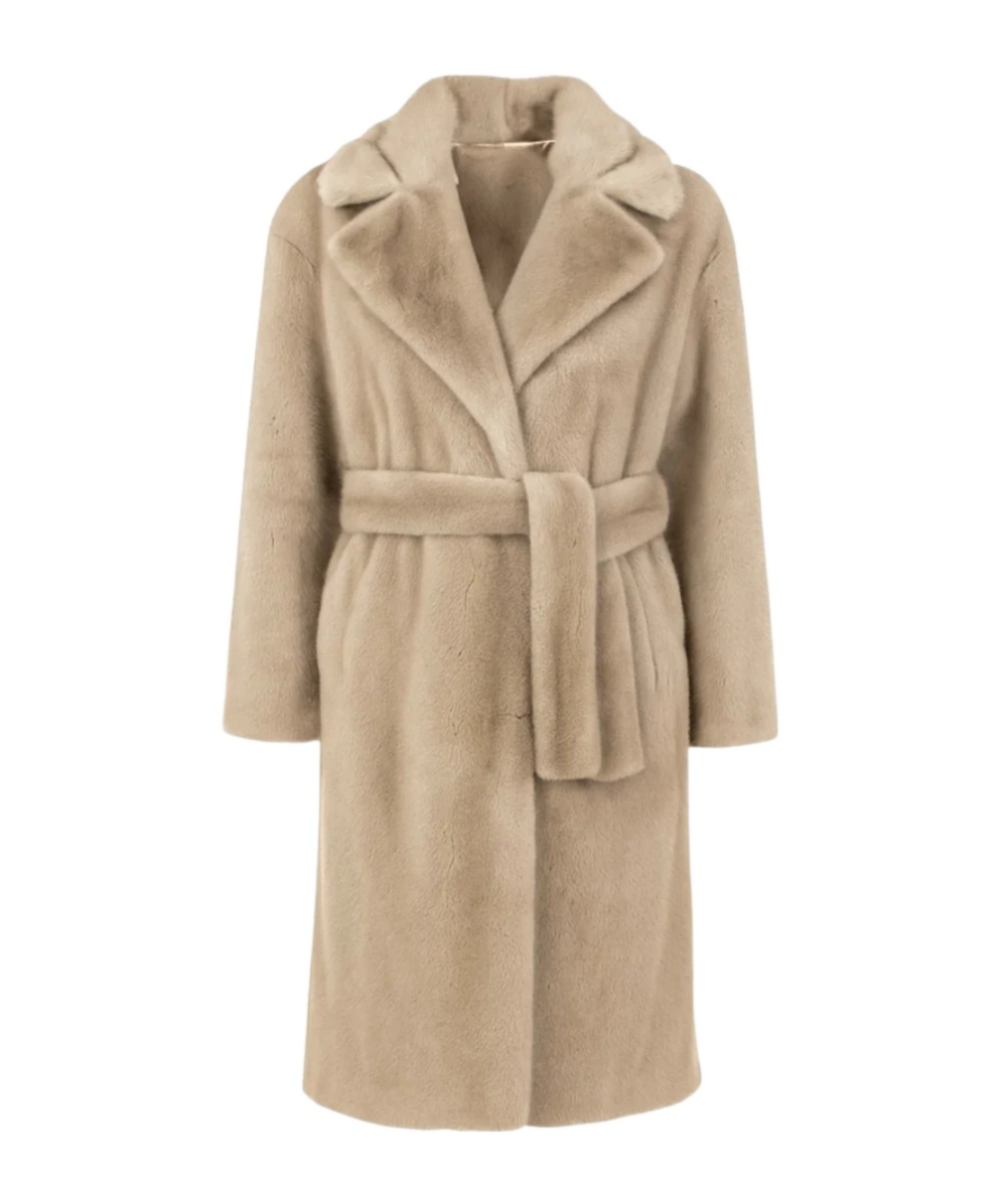 Herno Belted Coat In Brown