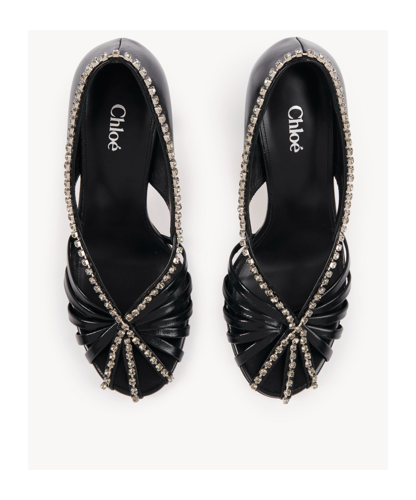 Chloé Leonie Crystal-embellished Leather Pumps In Black