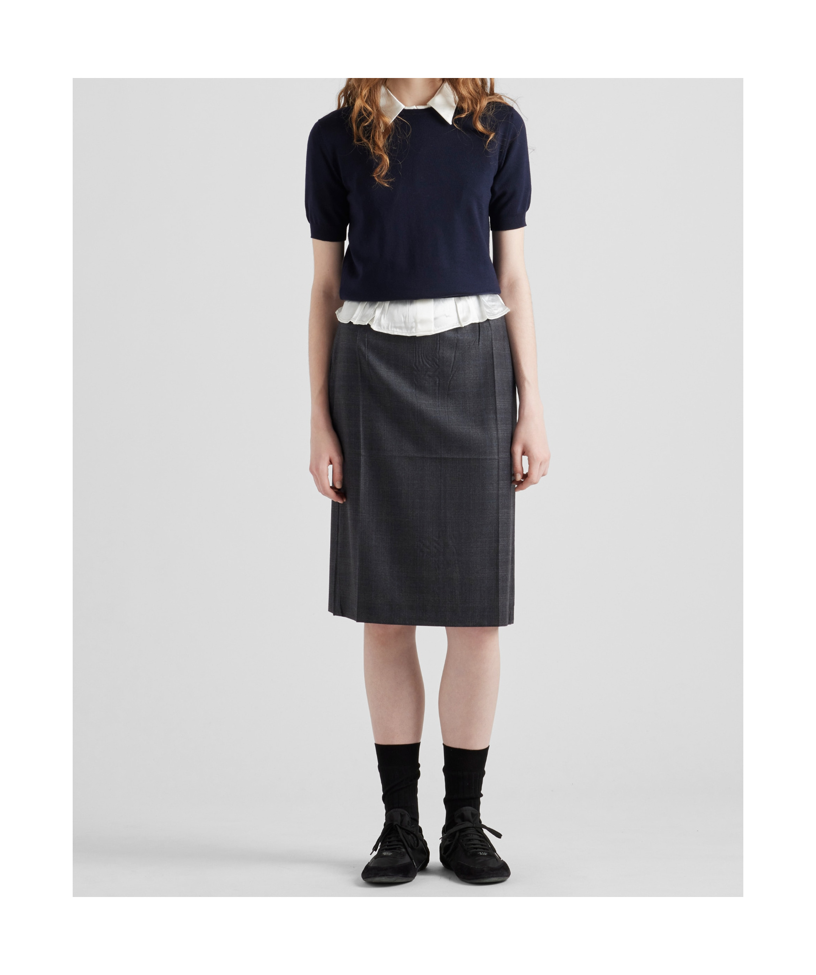 Prada Elastic Waist Skirt In Gray