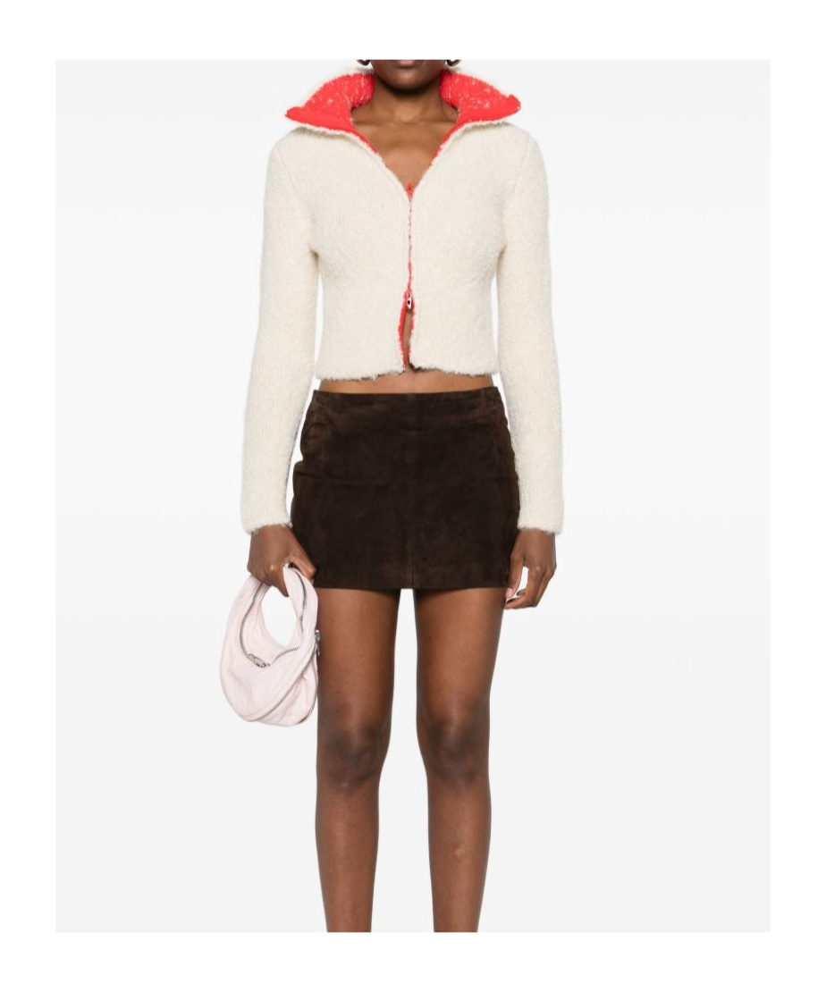 Diesel Cropped Blazer With Contrast Collar And Long Sleeves In White