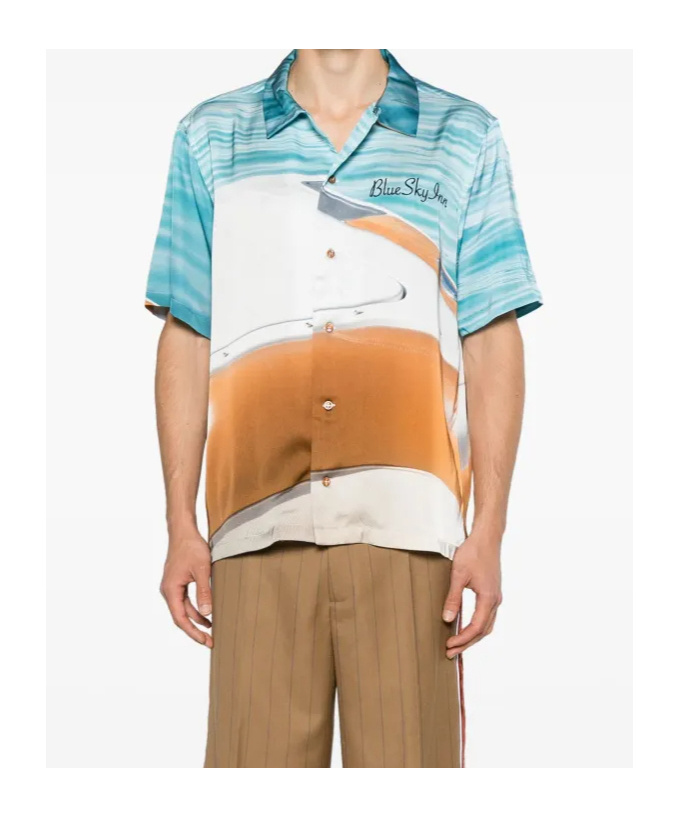 Blue Sky Inn Boat-print Satin Shirt