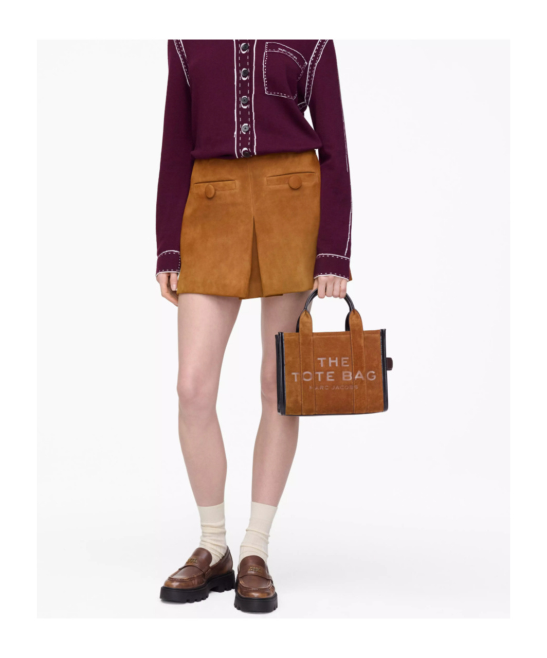 Marc Jacobs The Suede Small Tote Bags In Brown