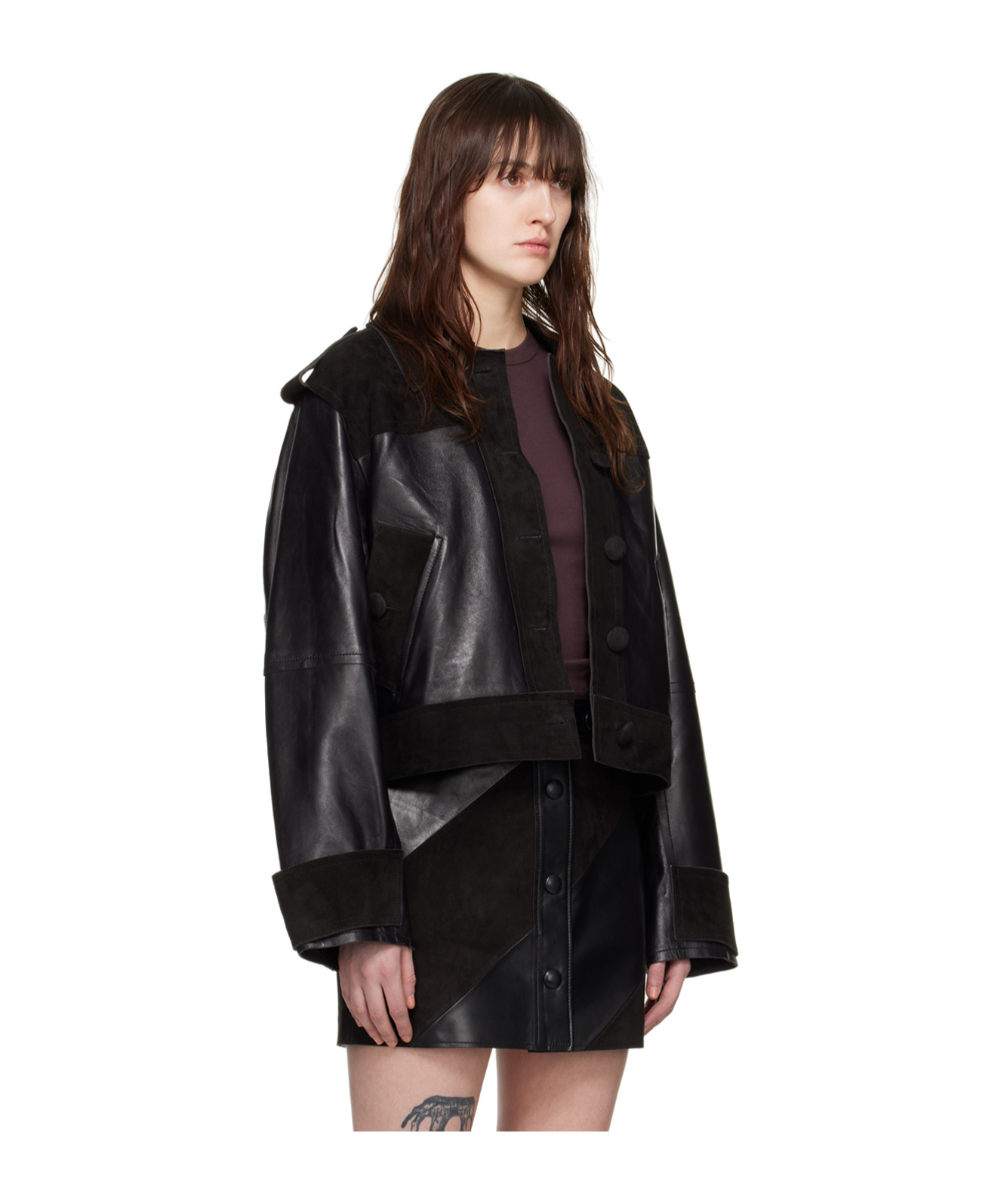 Stand Studio Corinne Button Leather Jacket In Black
